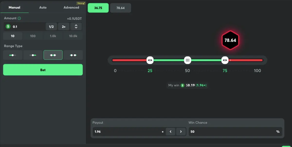 BC.Game Dice Manual Mode Desktop