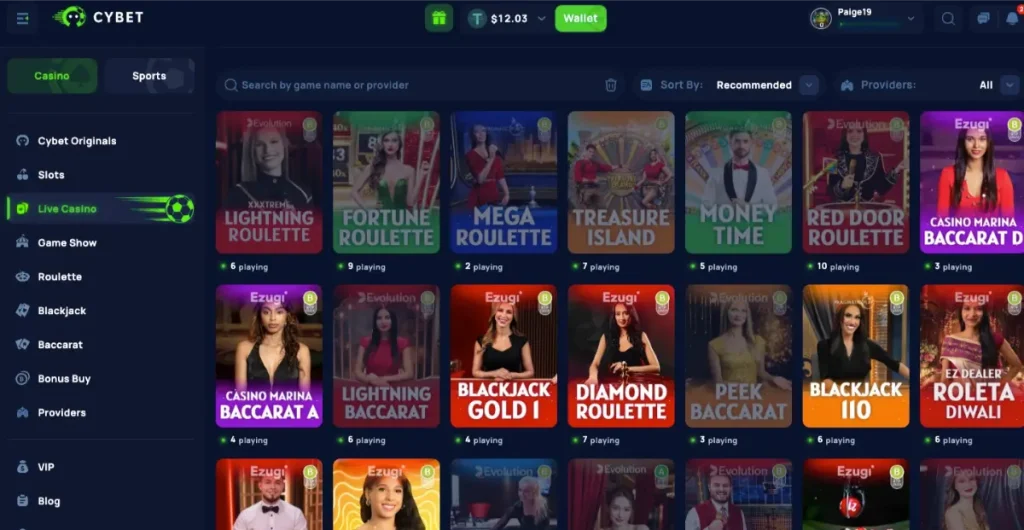 Cybet live casino