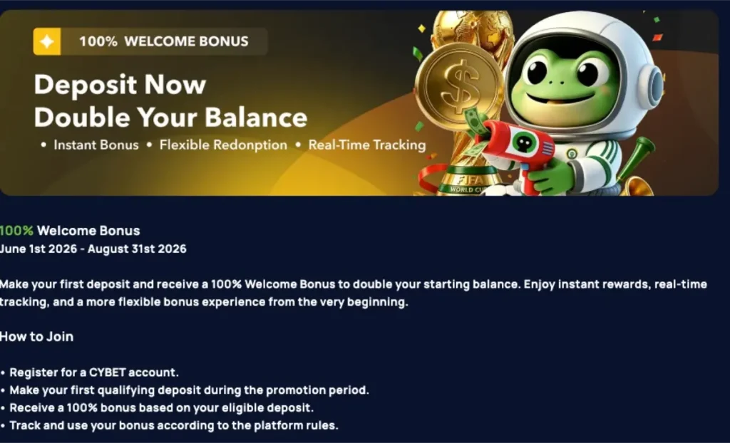 Cybet welcome bonus