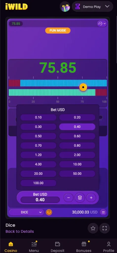Dice by Spribe mobile auto