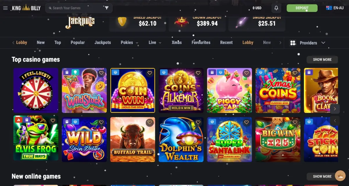 king billy top casino games