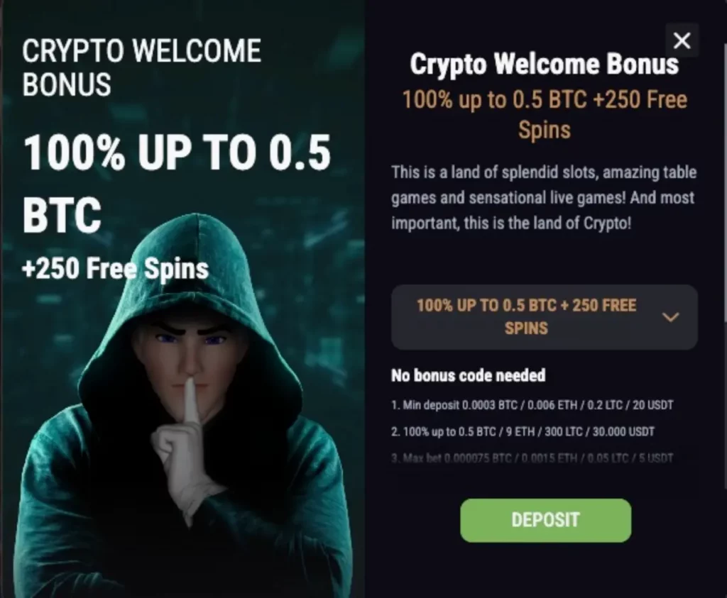 king billy crypto welcome bonus