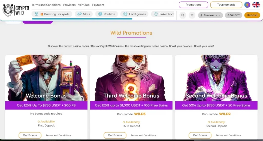 CryptoWild welcome bonus