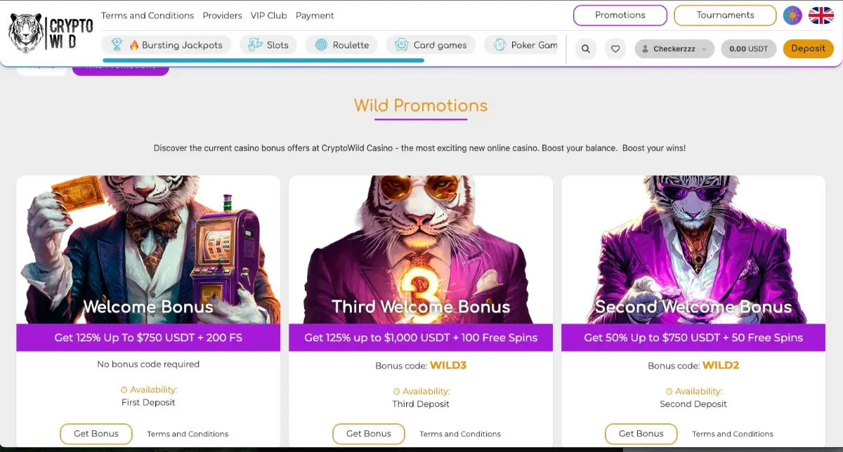 CryptoWild welcome bonus