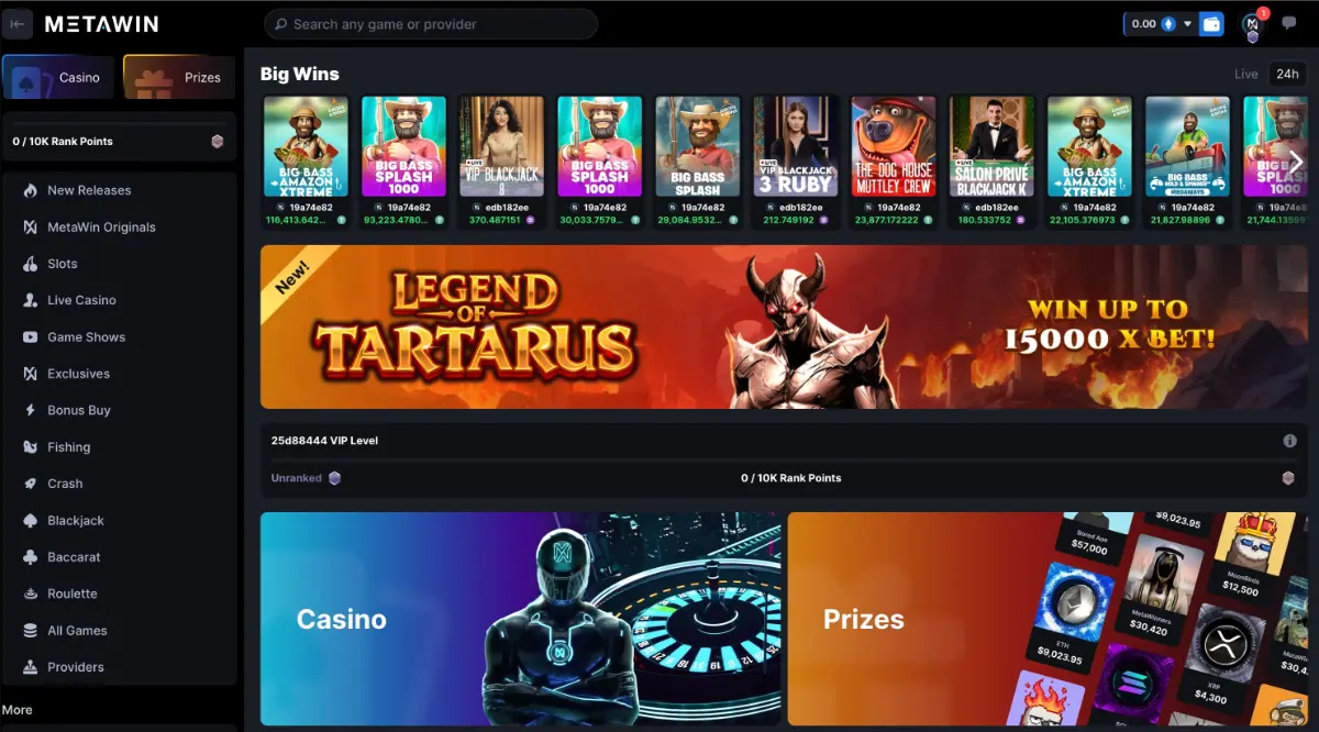 Metawin homepage 2026