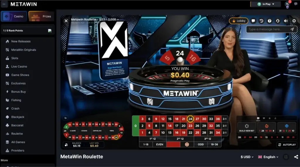 Metawin roulette live casino