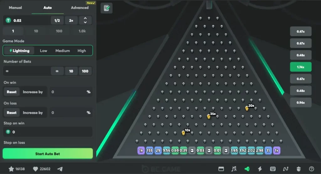 Plinko by BC Game Lightning Mode