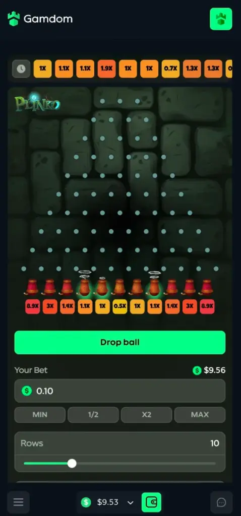 Plinko by Gamdom Originals Mobile Preview