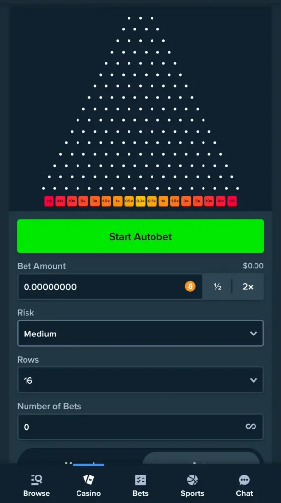 Plinko by Stake Originals Auto Mode Mobile