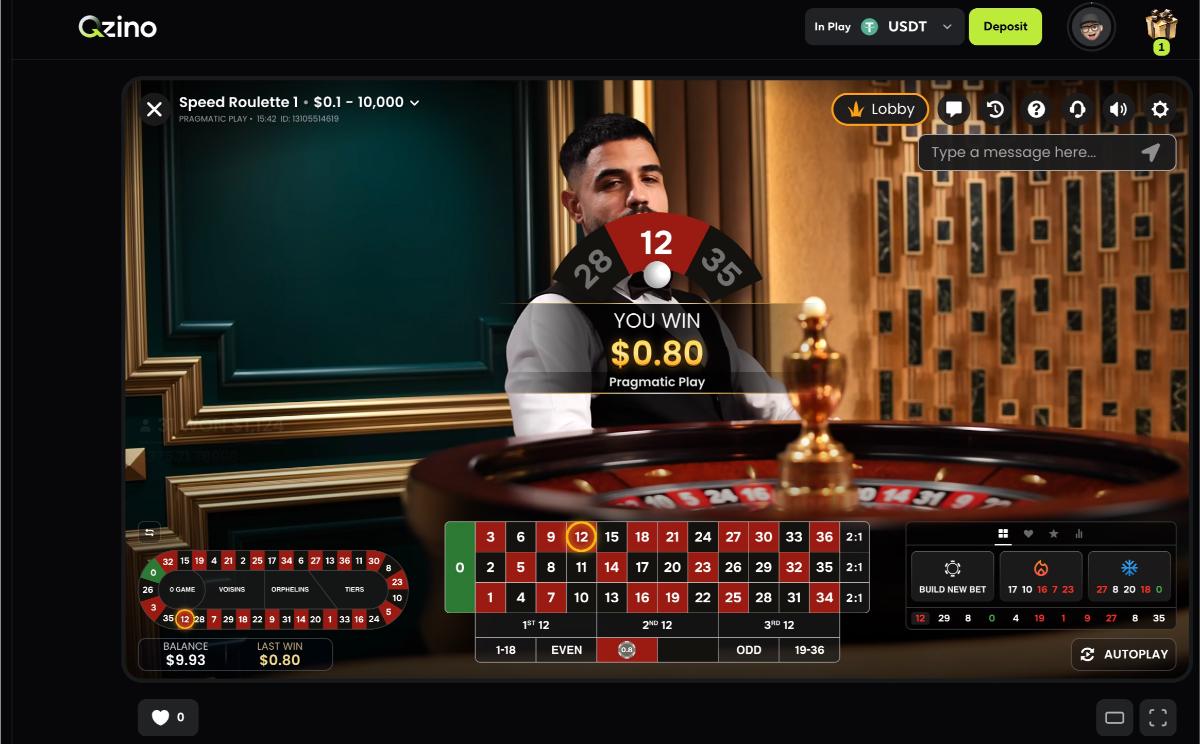 Qzino live roulette