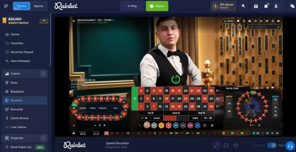 Rainbet live casino