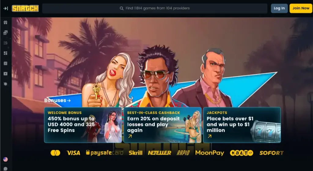 Snatch casino homepage