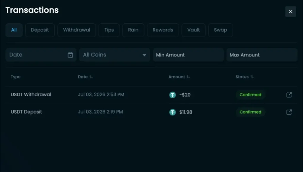 Winna Deposits and Withdrawals
