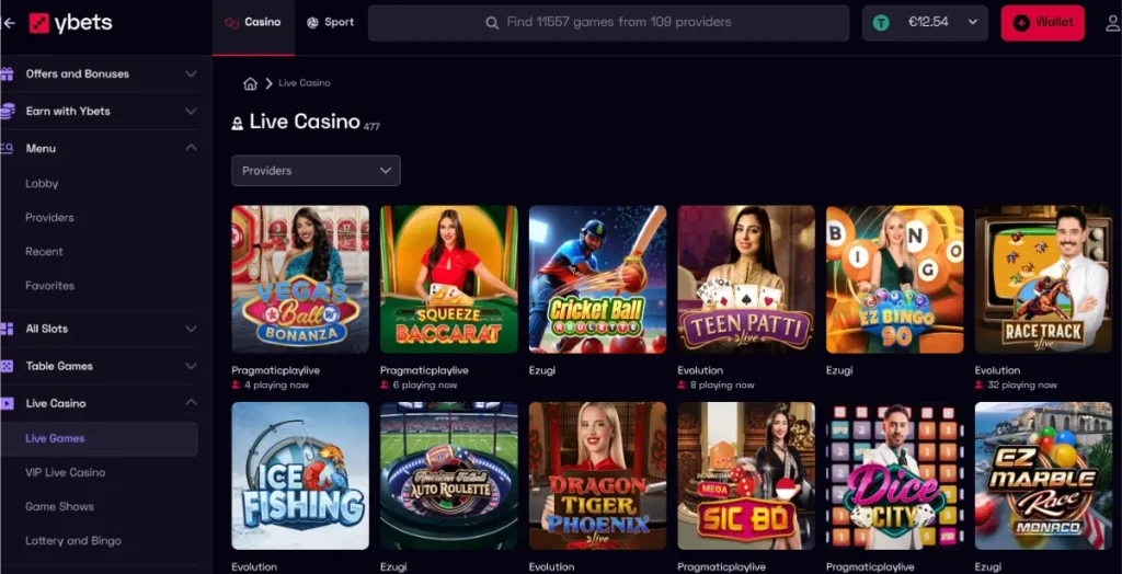 Ybets live casino