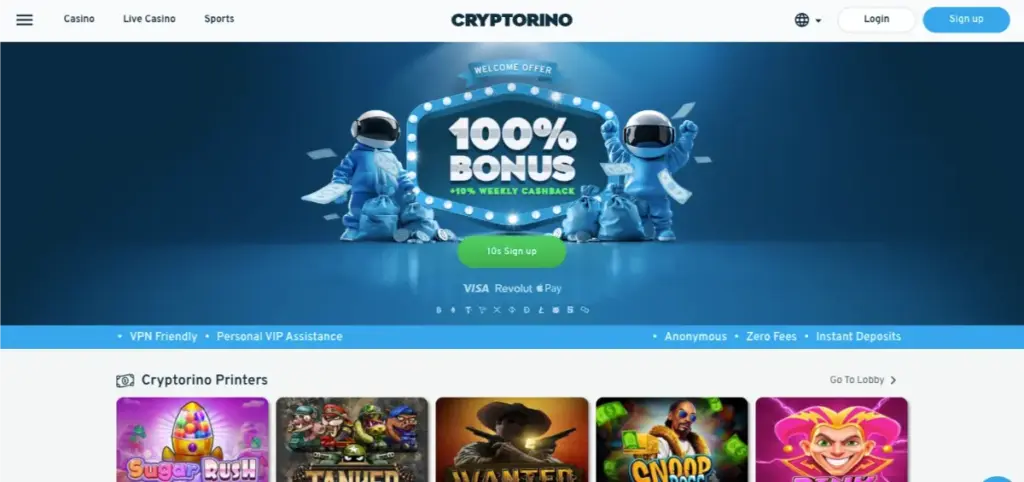 cryptorino casino homepage