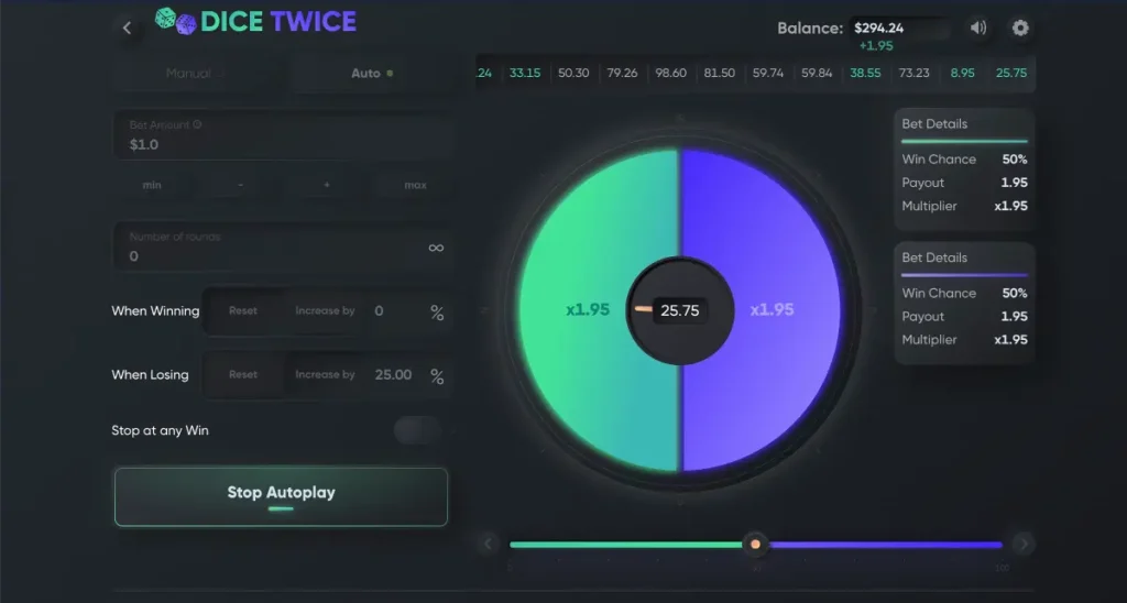 dice twice desktop auto
