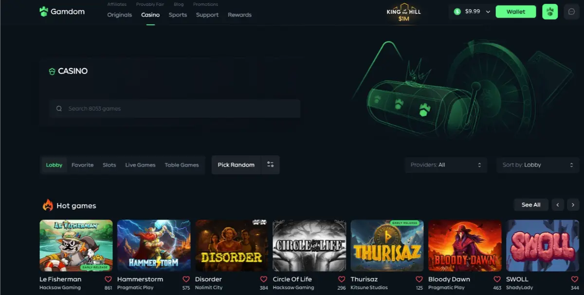 gamdom casino lobby 2026