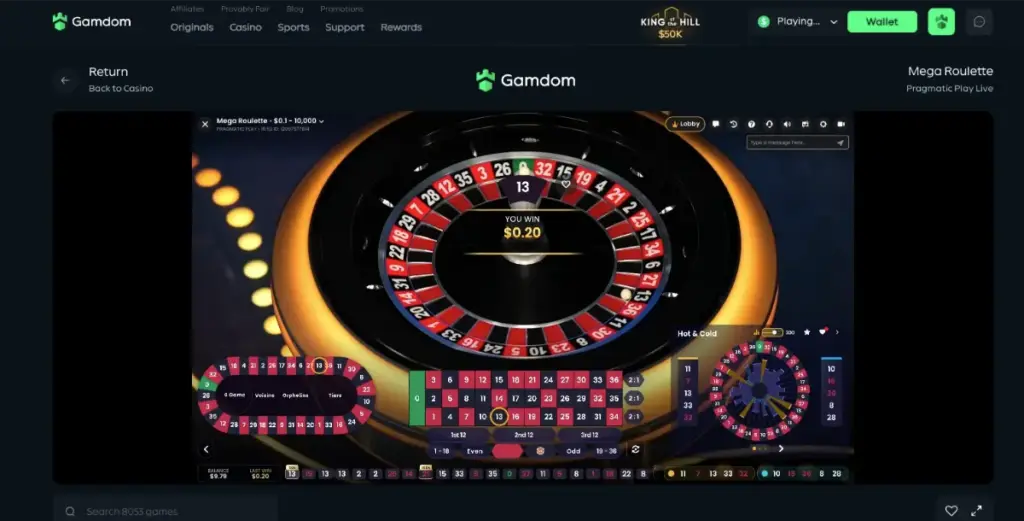 gamdom live casino roulette