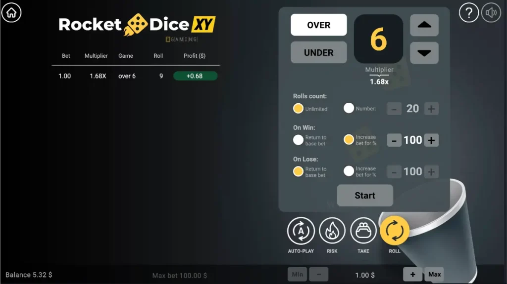 rocket dice xy bgaming desktop auto