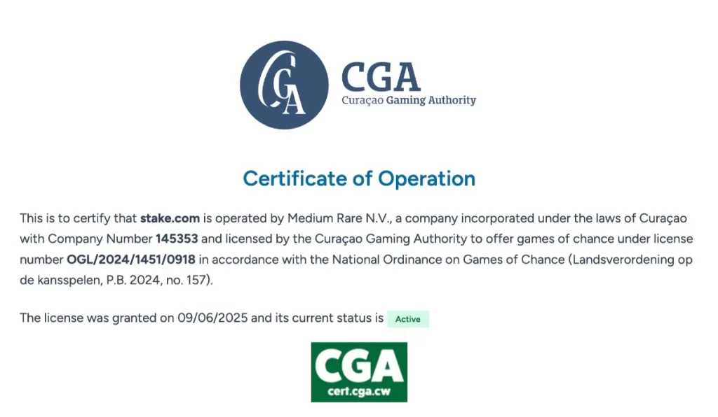 stake casino license curacao