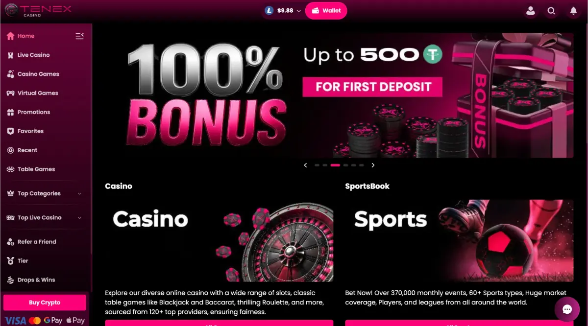 tenex casino homepage