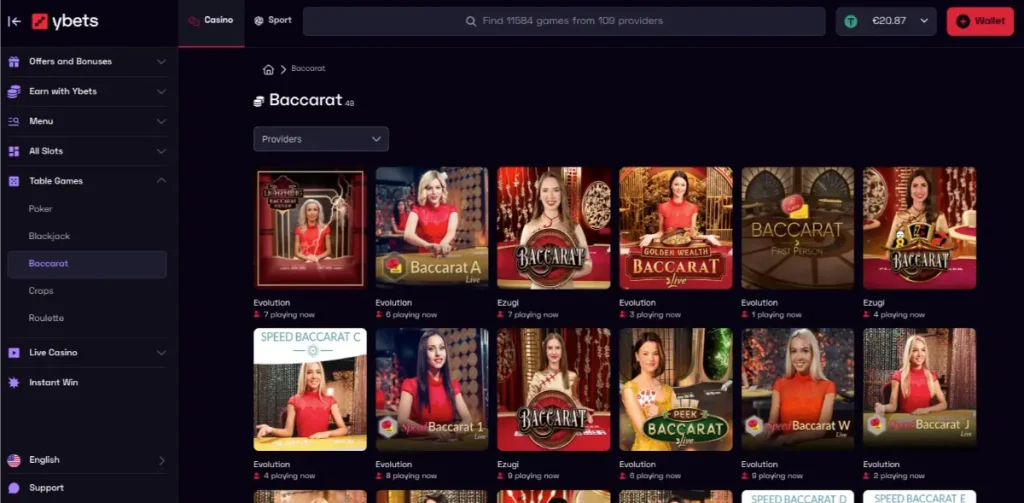 ybets baccarat