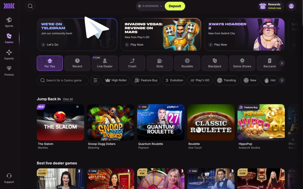 cloudbet xrp casino lobby