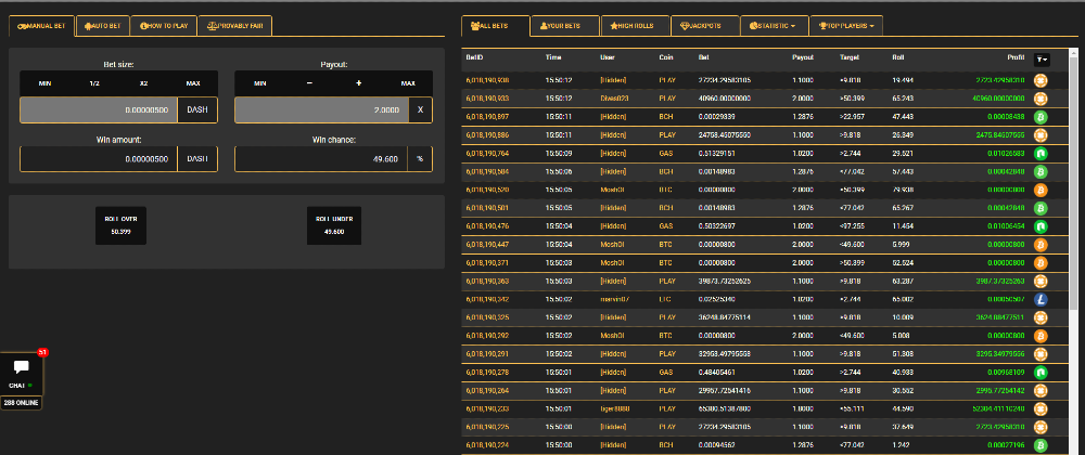 dice game on crypto games