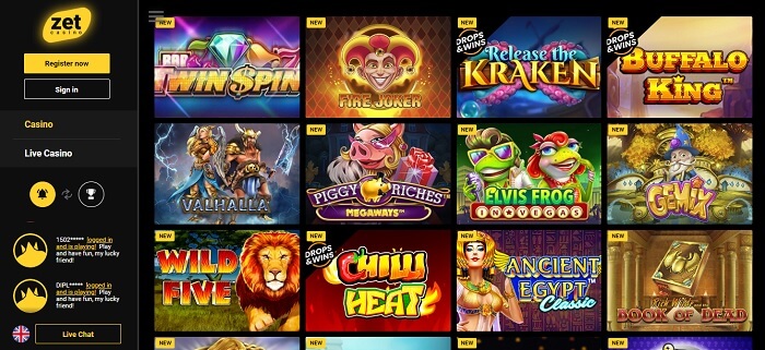 zetcasino games