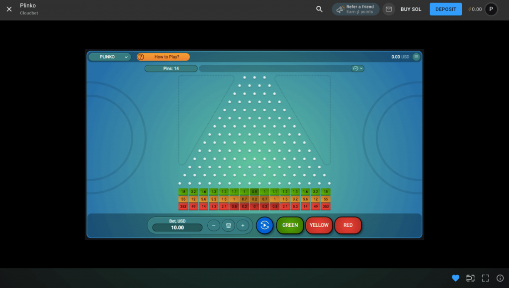 Cloudbet Bitcoin Plinko