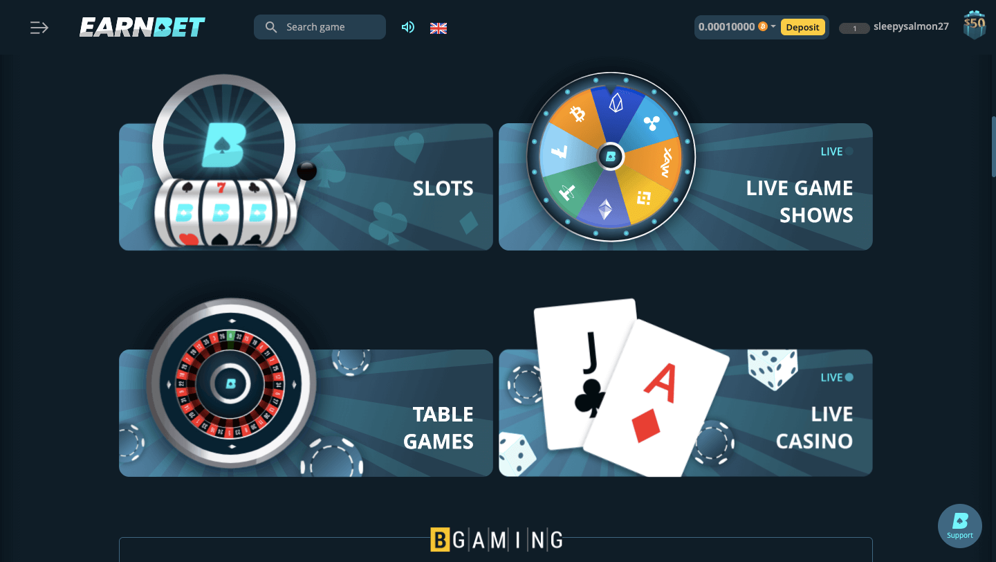 Earnbet casino games
