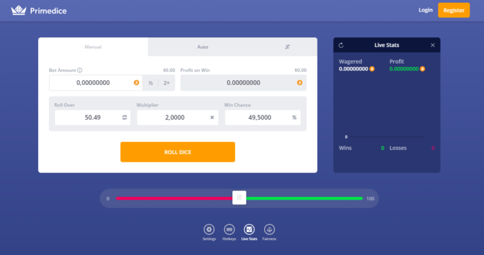 primedice crypto dice game