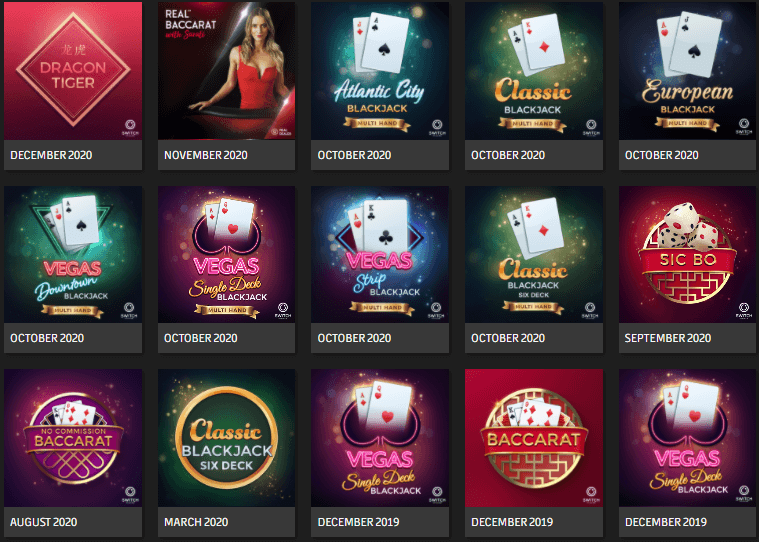 Microgaming's recently released table games