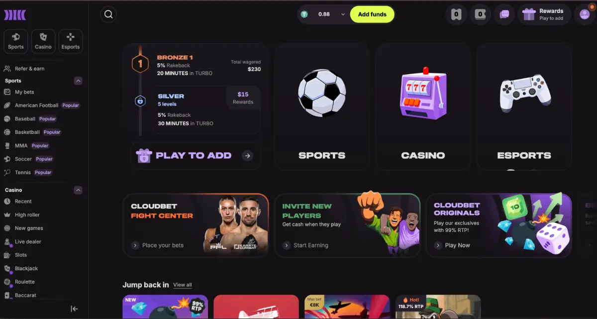 Cloudbet homepage 2026