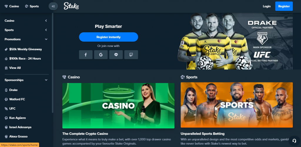 Stake Casino homepage