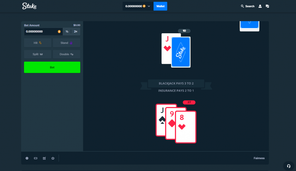 Stake BlackJack Screenshot