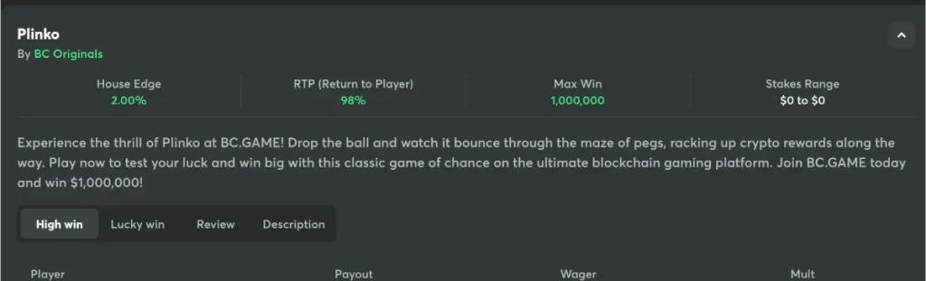 bc game plinko