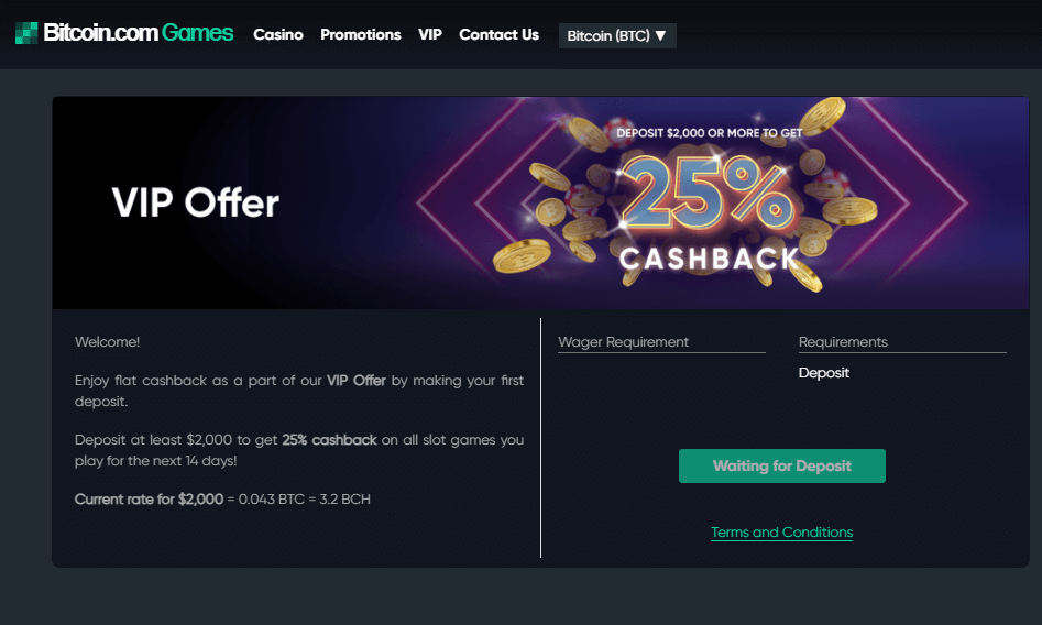 Bitcoin.com Games Casino Promotions