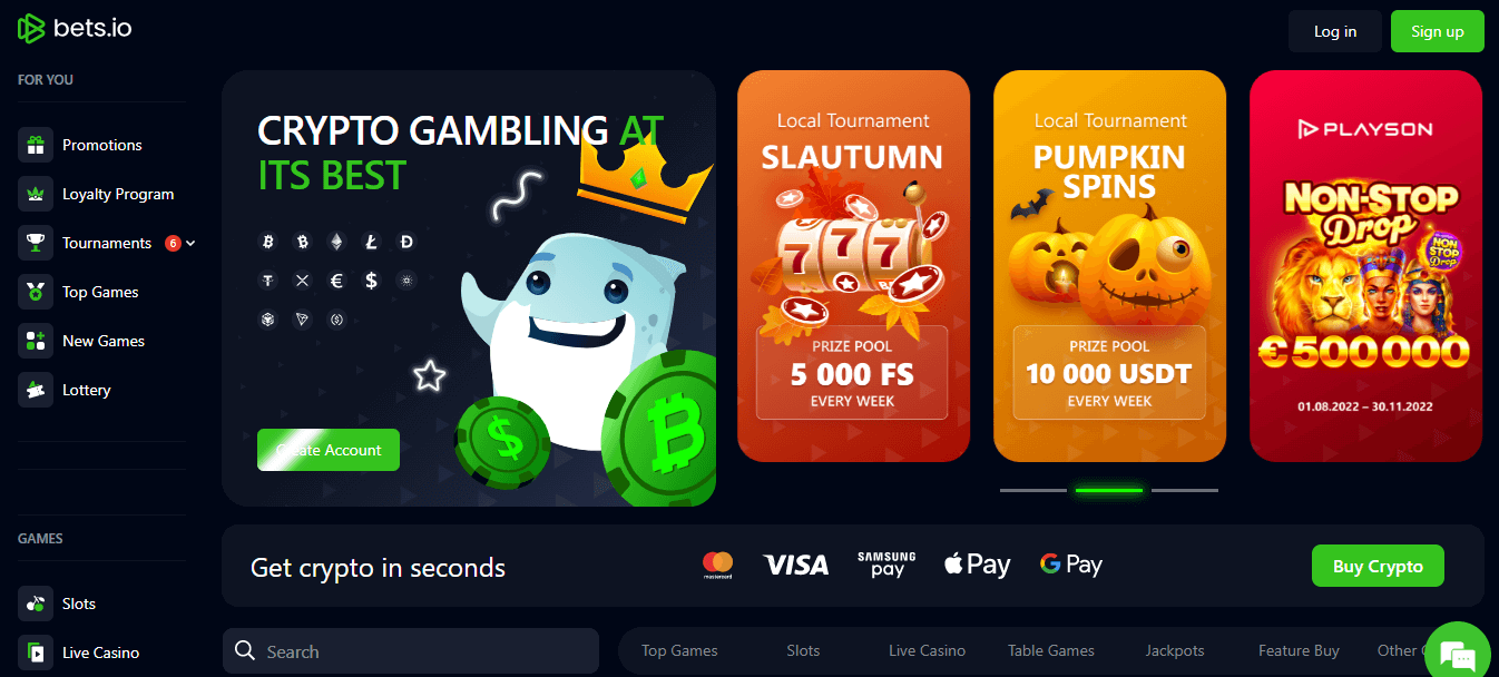 Bets io homepage screenshot