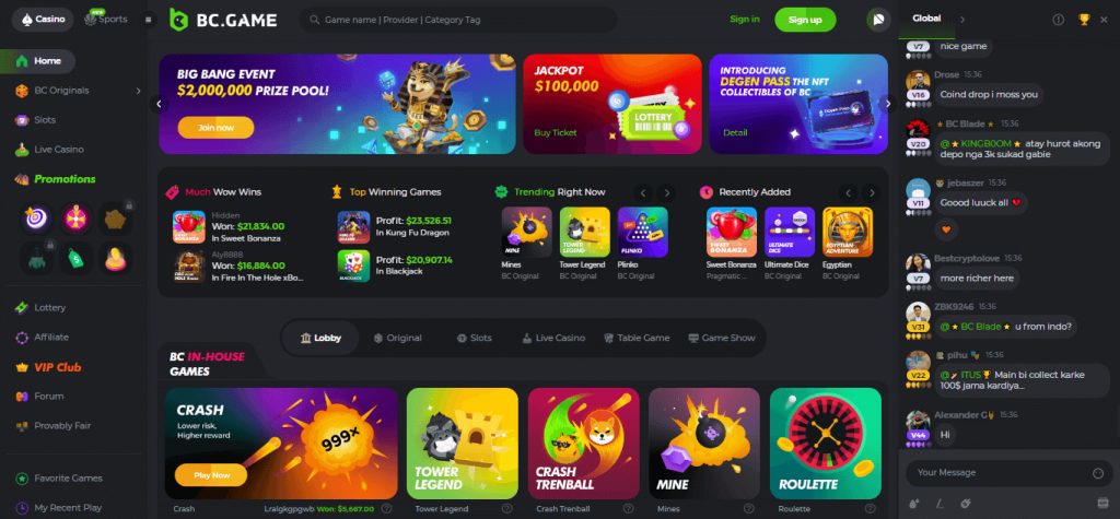 BC.Game Casino Homepage
