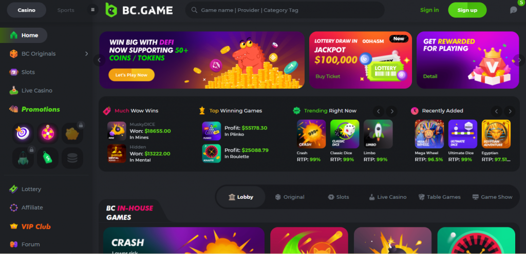 Bc Game Casino homepage