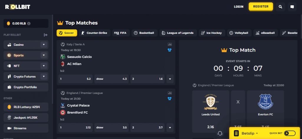 Rollbit Sportsbook screenshot