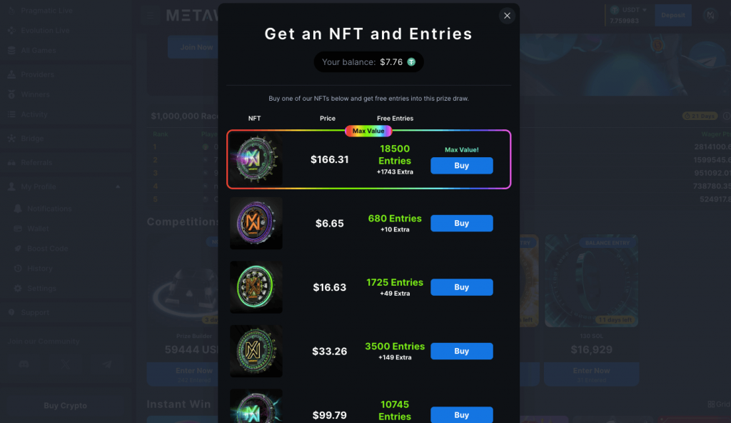 metawin nft casino