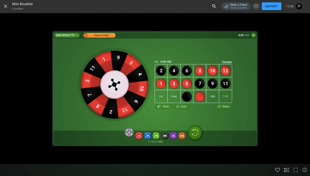Cloudbet Mini Roulette Ethereum
