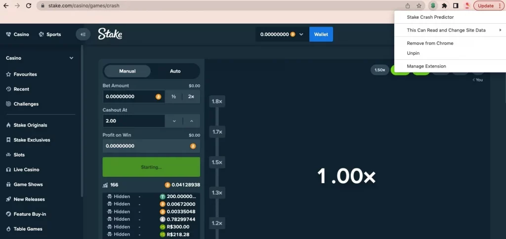 stake crash predictor interface