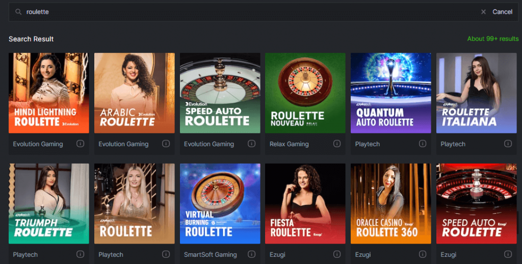 BC.Game roulette selection screenshot