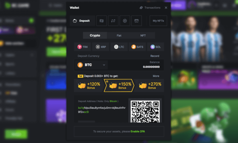BC.Game Bitcoin Casino Deposit - wallet