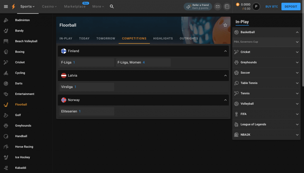 Cloudbet Floorball Betting