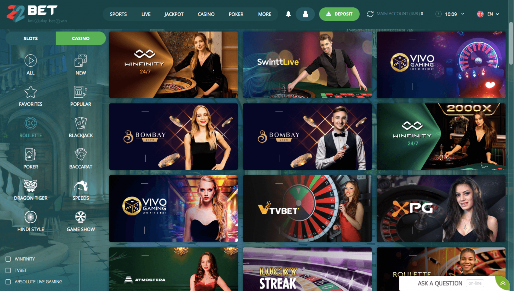 22Bet Live Casino