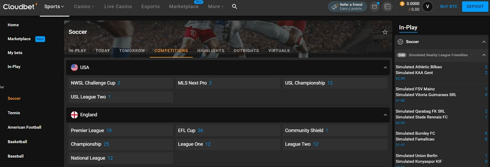 Cloudbet crypto soccer betting site